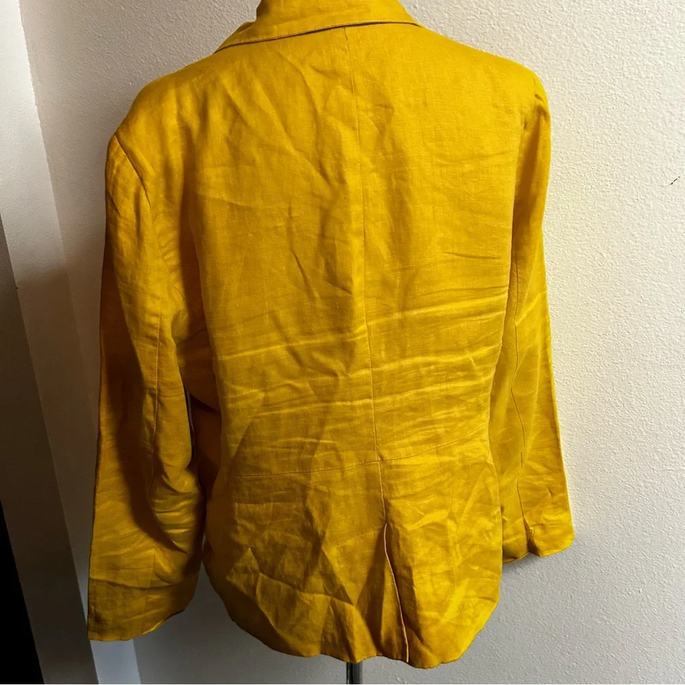 Miami blazer linen fully lined sz large scalloped lapel mustard good condition - Picture 3 of 4